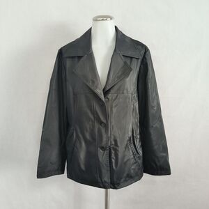 Vintage Rave Polyurethane Full Button Down Collared Jacket Women's XL
